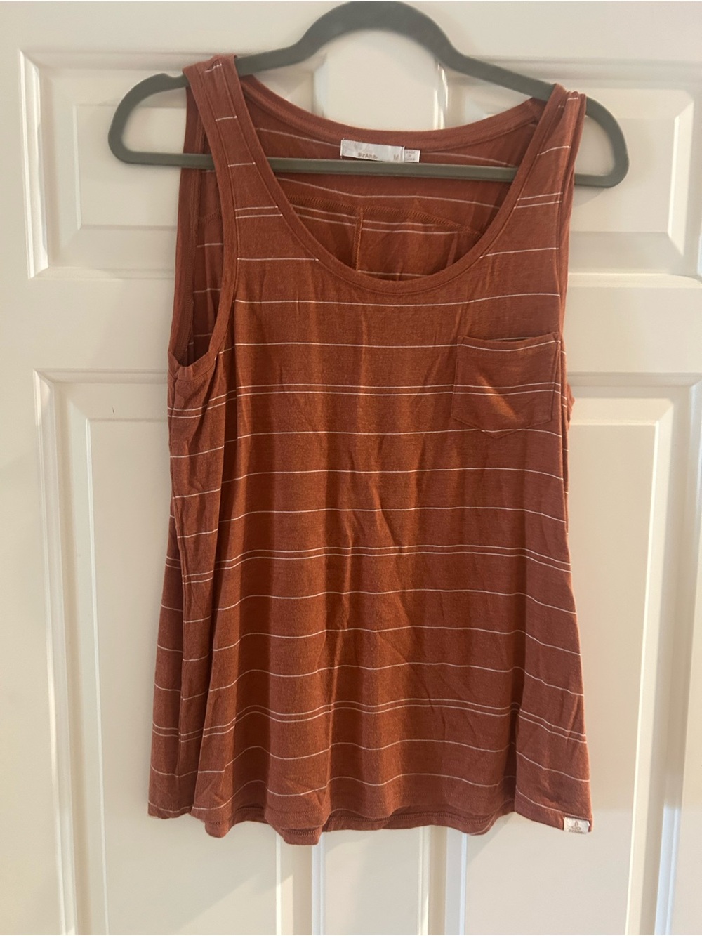 Prana Rust Striped Scoop-Neck Tank with Pocket